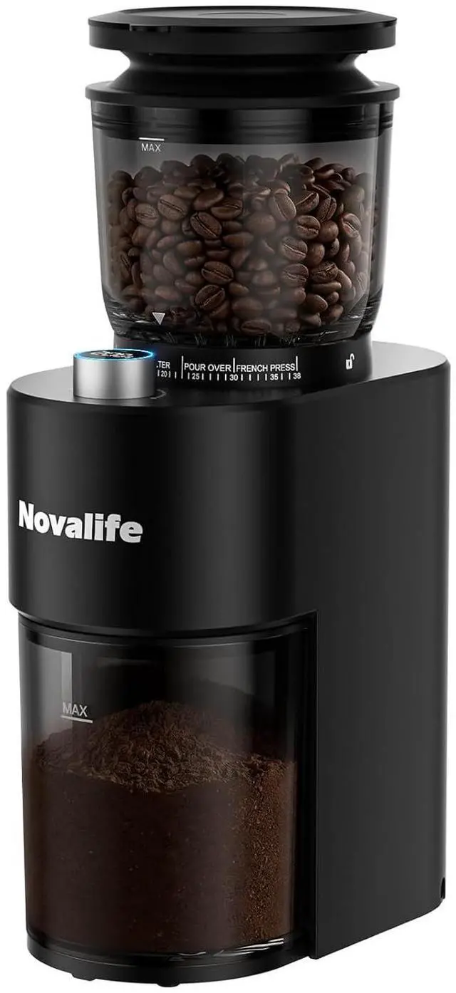 Main image of Coffee Grinder, Electric Coffee Bean Grinder with Anti-Static Design, 38 Settings Burr Grinder, 60S Timer, Espresso Grinder Compact & Quiet for Home Use, Easy Clean & Memory Function, Black