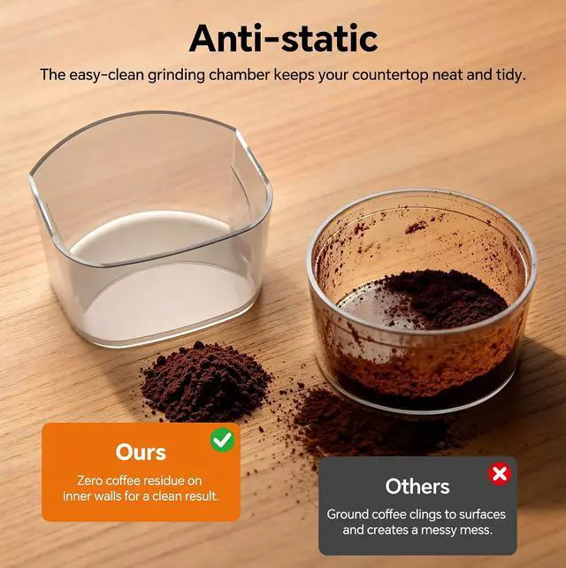 Alt view image 7 of 7 - Conical Burr Coffee Grinder, 51 Precise Grind Settings Automatic Coffee Grinder, Smart Dual Control LED Display, 1-12 Cups, with Portafilter Holder, Anti-StaticStainless Steel, Memory Function