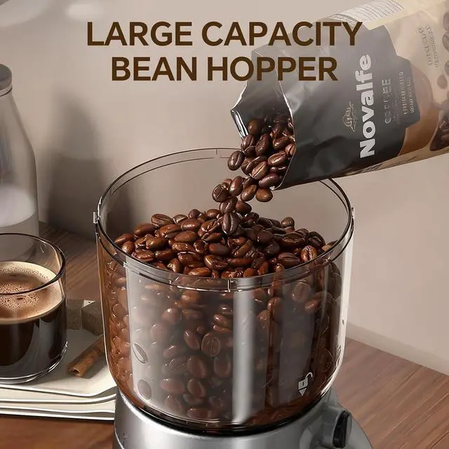 Alt view image 5 of 7 - Electric Coffee Grinder, Burr Coffee Beans Grinder with 30 Grinding Settings, Burr Mill Grinder for Home Use, Touchscreen Adjustable 2-10 Cups or 40-Second Timer, Stainless Steel