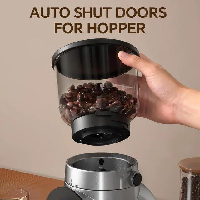 Alt view image 6 of 7 - Electric Coffee Grinder, Burr Coffee Beans Grinder with 30 Grinding Settings, Burr Mill Grinder for Home Use, Touchscreen Adjustable 2-10 Cups or 40-Second Timer, Stainless Steel