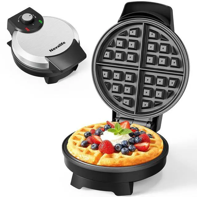 Main image of Waffle Maker, 7 Round Classic Belgian Waffle Iron, Adjustable Browning Control, Easy-Clean Nonstick Plates & Cool Touch Handle, Space Saving Storage, Stainless Steel
