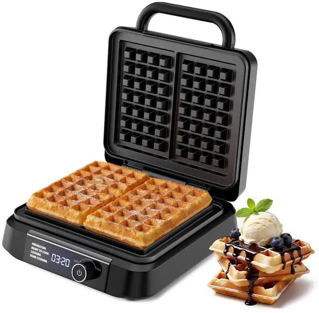 Main image of Waffle Maker, 1400W Belgian Waffle Maker, Dual Rectangular Thick Waffle Iron, 7-Level Browning LED Panel, Nonstick Plates, Anti-spill Design, Audible Ready Beep, Easy Cleanup, Stainless Steel