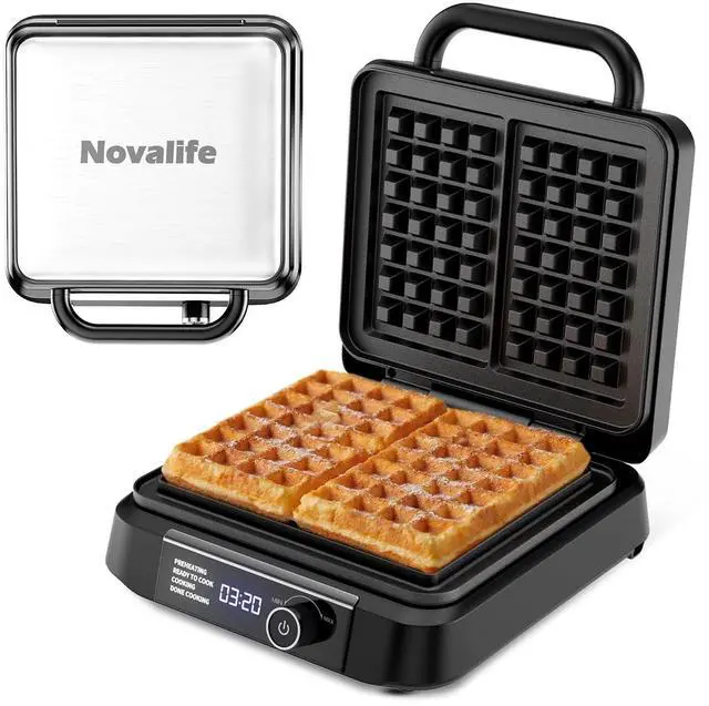 Main image of Waffle Maker, 1400W Belgian Waffle Maker, Dual Rectangular Thick Waffle Iron, 7-Level Browning LED Panel, Nonstick Plates, Anti-spill Design, Audible Ready Beep, Easy Cleanup, Stainless Steel