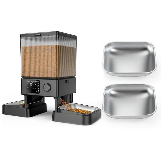 Main image of Automatic Cat Feeder & 2 Replacement Stainless Steel Bowls