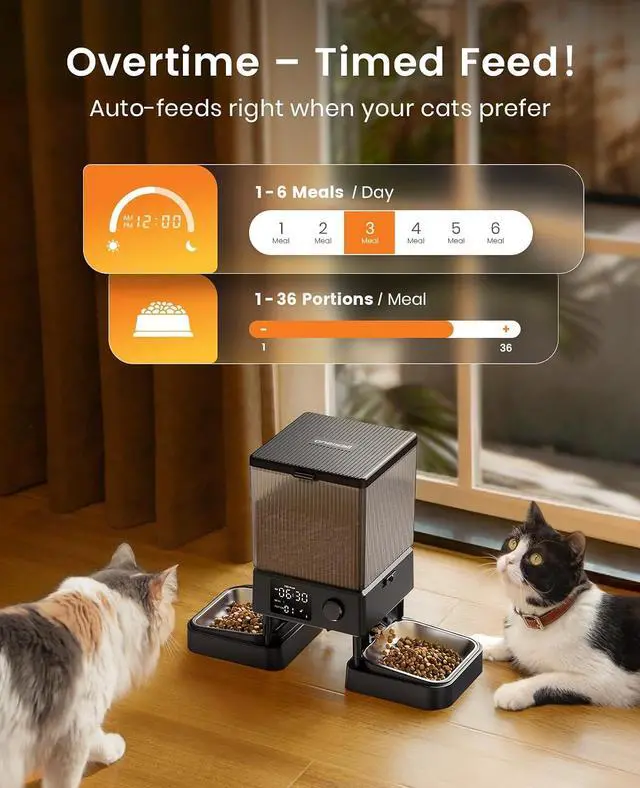 Alt view image 7 of 7 - Automatic Cat Feeder & 2 Replacement Stainless Steel Bowls