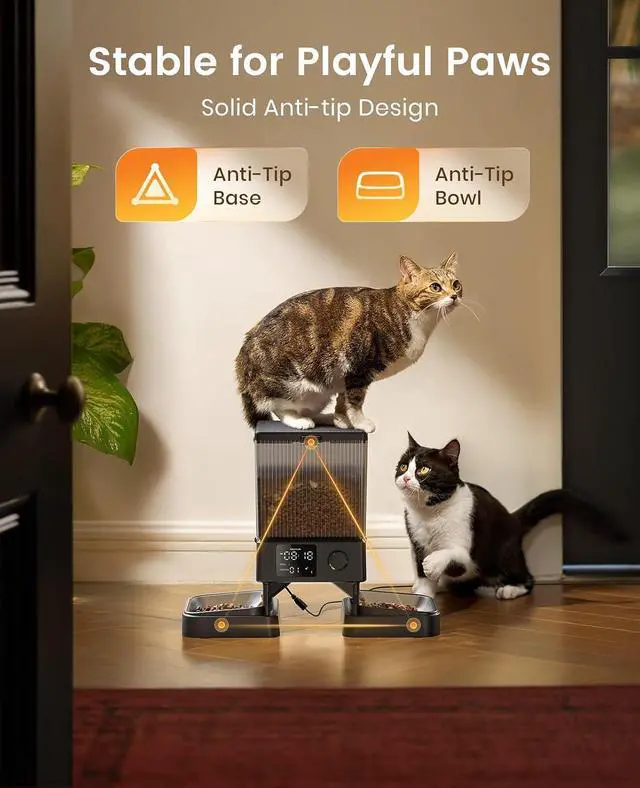 Alt view image 5 of 7 - Automatic Cat Feeder & 2 Replacement Stainless Steel Bowls