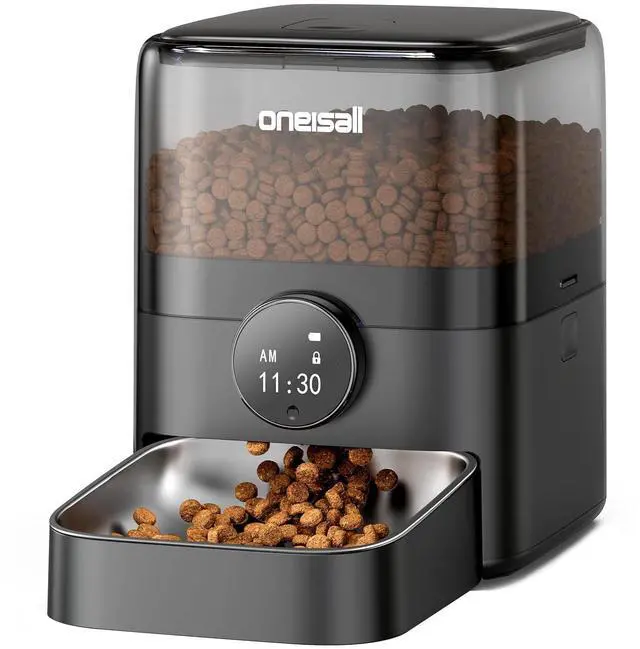 Main image of PF05 Automatic Cat Feeder, 12 Cups/3L Programmable Cat Food Dispenser, Timed Feeders for Dry Food, Black