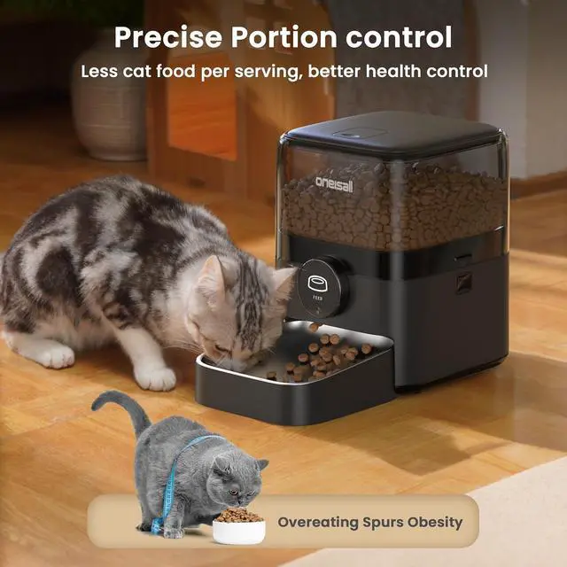 Alt view image 7 of 7 - PF05 Automatic Cat Feeder, 12 Cups/3L Programmable Cat Food Dispenser, Timed Feeders for Dry Food, Black