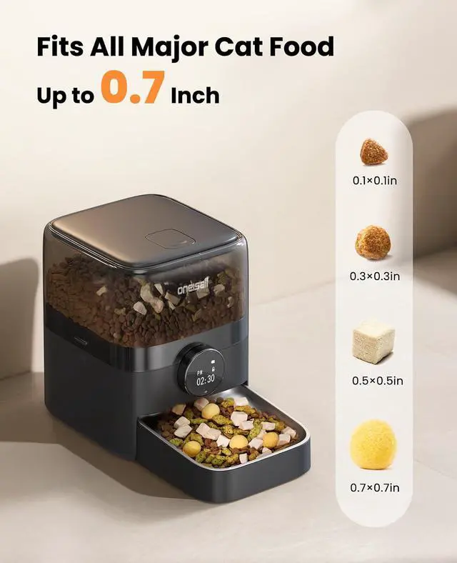 Alt view image 5 of 7 - Cordless Cat Feeder with WiFi | Rechargeable 100-Day Battery Operated, 12 Cups/3L, Dry Food Dispenser, Large Kibble, Smart App Control, Black