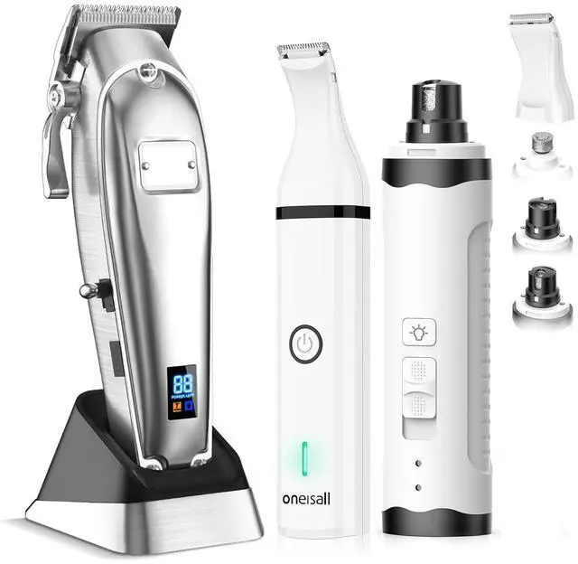 Main image of Dog Nail Grinder and Paw Trimmer Kit 3 in 1 and Dog Grooming Clippers for Thick Heavy Coats
