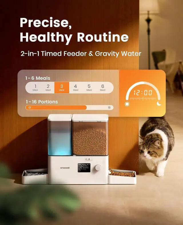 Alt view image 2 of 7 - Automatic Cat Feeder and Water Dispenser, 36Cups/8.5L | 2-in-1 Auto Cat Feeder&Gravity Water Dispenser, Large Capacity, Timed Cat Feeder for Dry Food, for Indoor Cats, Kittens, Pets