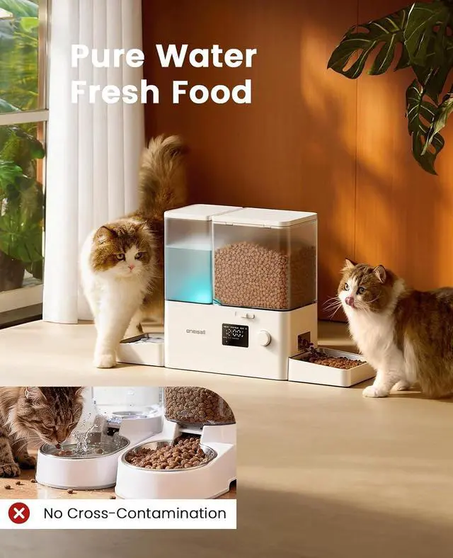 Alt view image 3 of 7 - Automatic Cat Feeder and Water Dispenser, 36Cups/8.5L | 2-in-1 Auto Cat Feeder&Gravity Water Dispenser, Large Capacity, Timed Cat Feeder for Dry Food, for Indoor Cats, Kittens, Pets