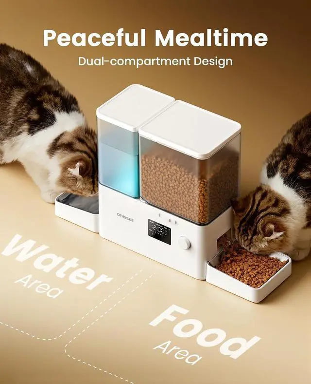Alt view image 4 of 7 - Automatic Cat Feeder and Water Dispenser, 36Cups/8.5L | 2-in-1 Auto Cat Feeder&Gravity Water Dispenser, Large Capacity, Timed Cat Feeder for Dry Food, for Indoor Cats, Kittens, Pets