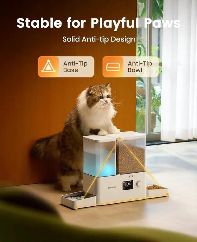 Alt view image 7 of 7 - Automatic Cat Feeder and Water Dispenser, 36Cups/8.5L | 2-in-1 Auto Cat Feeder&Gravity Water Dispenser, Large Capacity, Timed Cat Feeder for Dry Food, for Indoor Cats, Kittens, Pets