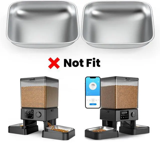 Alt view image 3 of 3 - Stainless Steel Bowls for H1 5L Automatic Double Bowl Cat Feeder and H1-W 5L WiFi Automatic Double Bowl Cat Feeder, Bowls for PF09/PF10 (Pack of 2)