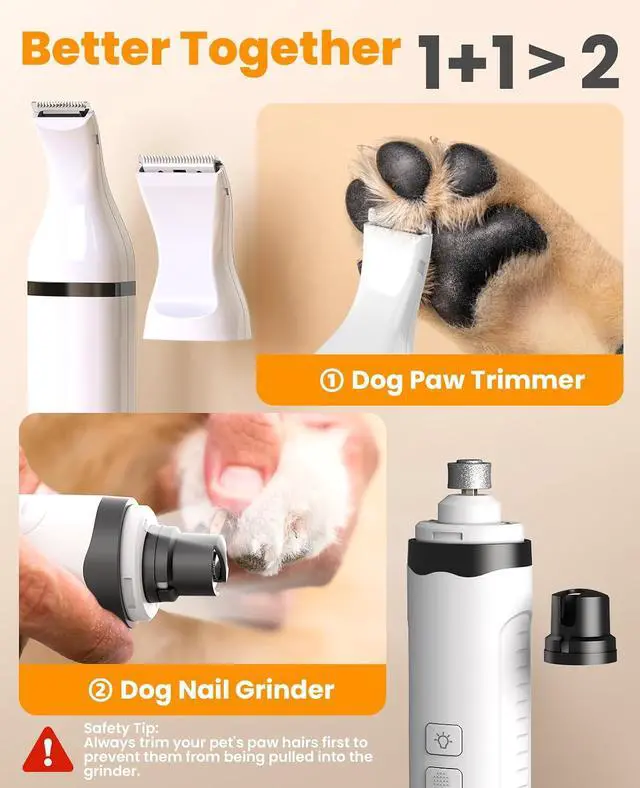 Alt view image 5 of 7 - Dog Shaver Clippers Low Noise, Dog Nail Grinder and Paw Trimmer Kit