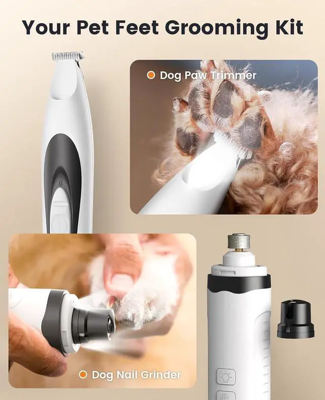 Alt view image 3 of 7 - Dog Clipper Low Noise Dog Nail Grinder Paw Trimmer with 2 LED Lights