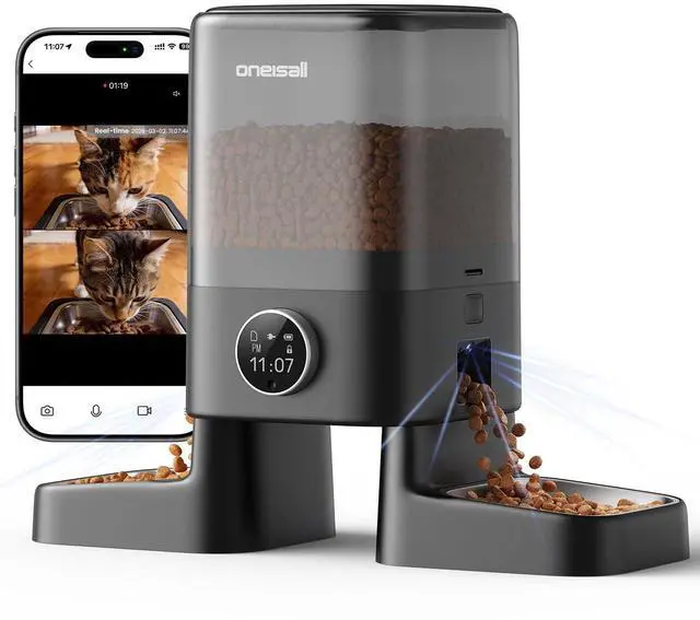Main image of Automatic Cat Feeder with Camera for 2 Cats Pets, 20 Cups/5L | 5G Wi-Fi, Dual Cameras, HD Night Vision, 2-Way Audio, Motion-Activated Alerts, APP Remote Control, Feed Now, Feeding Logs
