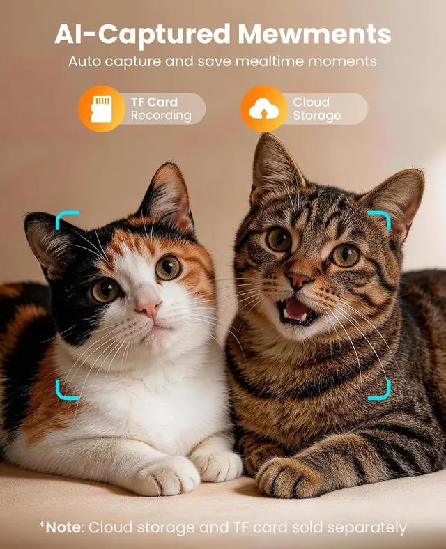 Alt view image 6 of 7 - Automatic Cat Feeder with Camera for 2 Cats Pets, 20 Cups/5L | 5G Wi-Fi, Dual Cameras, HD Night Vision, 2-Way Audio, Motion-Activated Alerts, APP Remote Control, Feed Now, Feeding Logs