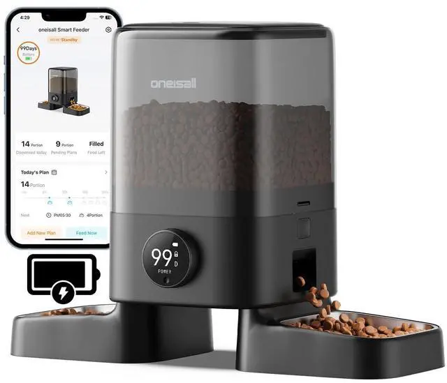 Main image of 2.4G Cordless Automatic Cat Feeder, 20 Cups/5L | 100-Day Rechargeable Battery Life, Time Meal, App Remote Control, Large Kibble, Timed Meals, Feed Now, Precise Portions