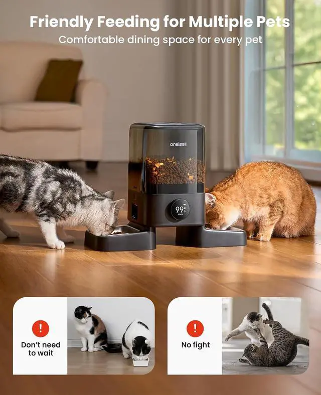 Alt view image 6 of 7 - 2.4G Cordless Automatic Cat Feeder, 20 Cups/5L | 100-Day Rechargeable Battery Life, Time Meal, App Remote Control, Large Kibble, Timed Meals, Feed Now, Precise Portions
