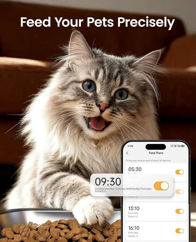 Alt view image 4 of 7 - 5G Automatic Cat Feeder & 2 Stainless Steel Bowls