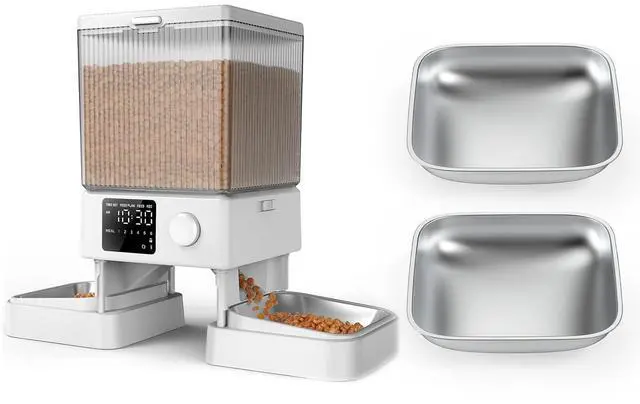 Main image of Automatic Cat Feeder & 2 Replacement Stainless Steel Bowls