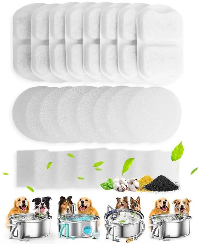 Main image of Replacement 8 Set Filters for PWF-002 7L Dog Water Fountain | Contain 8Sets Filter,Higher Adsorption Efficiency,Wide Compatibility,Dual Pump Protection, Lower Long-term Pet Expenses
