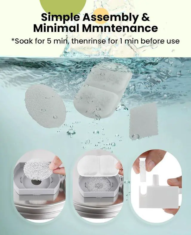 Alt view image 5 of 7 - Replacement 8 Set Filters for PWF-002 7L Dog Water Fountain | Contain 8Sets Filter,Higher Adsorption Efficiency,Wide Compatibility,Dual Pump Protection, Lower Long-term Pet Expenses