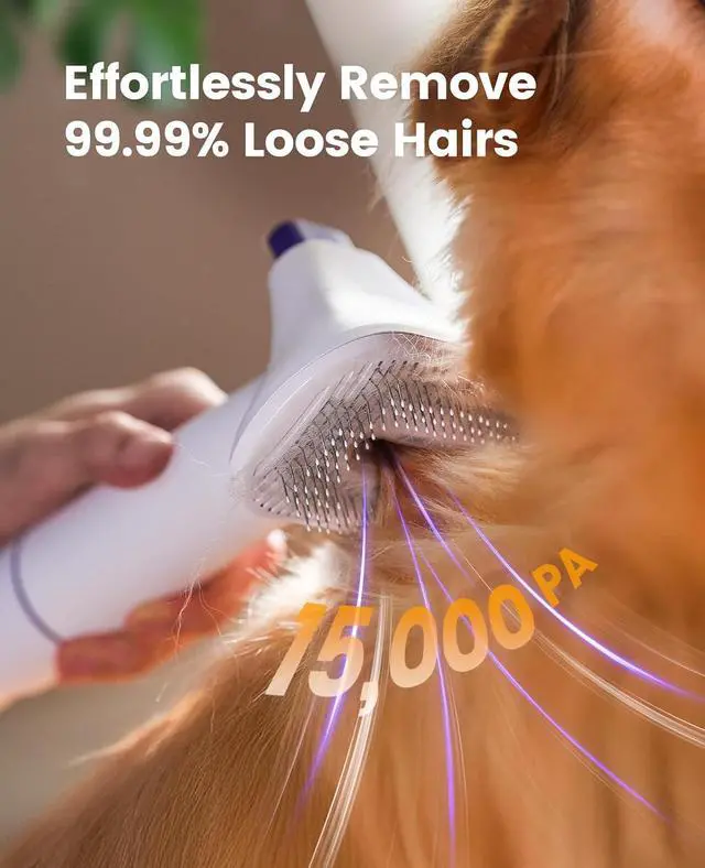 Alt view image 3 of 7 - Dog Hair Vacuum Shedding Grooming Brush Kits for Pet Thick Coats | 15000Pa,3 Suction Low Noise,1.5L Dust Cup,5 in 1 Kits(Grooming/Deshedding/Cleaning Brush,Remover Roller,Crevice Tool), LM5