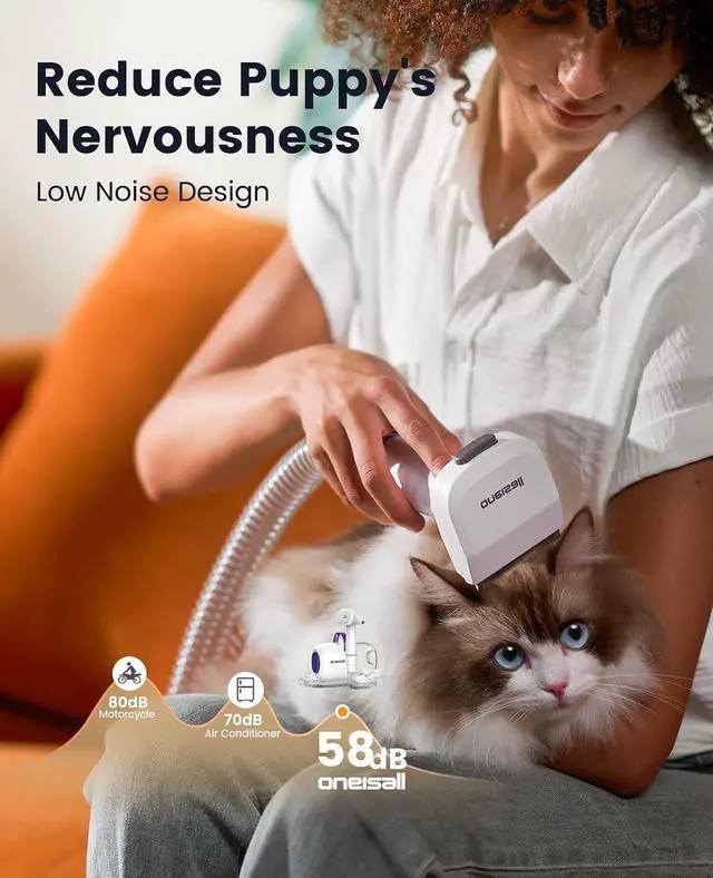 Alt view image 4 of 7 - Dog Hair Vacuum Shedding Grooming Brush Kits for Pet Thick Coats | 15000Pa,3 Suction Low Noise,1.5L Dust Cup,5 in 1 Kits(Grooming/Deshedding/Cleaning Brush,Remover Roller,Crevice Tool), LM5