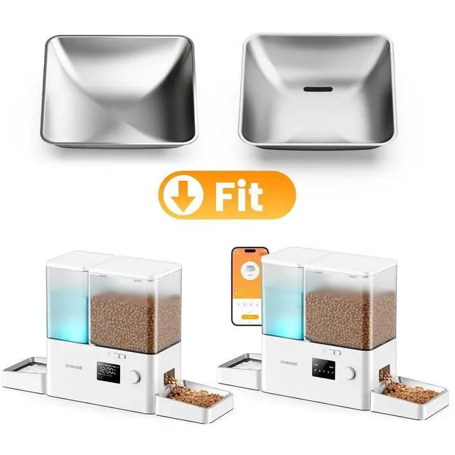 Alt view image 3 of 3 - Stainless Steel Bowls for Automatic Cat Feeder and Water Dispenser