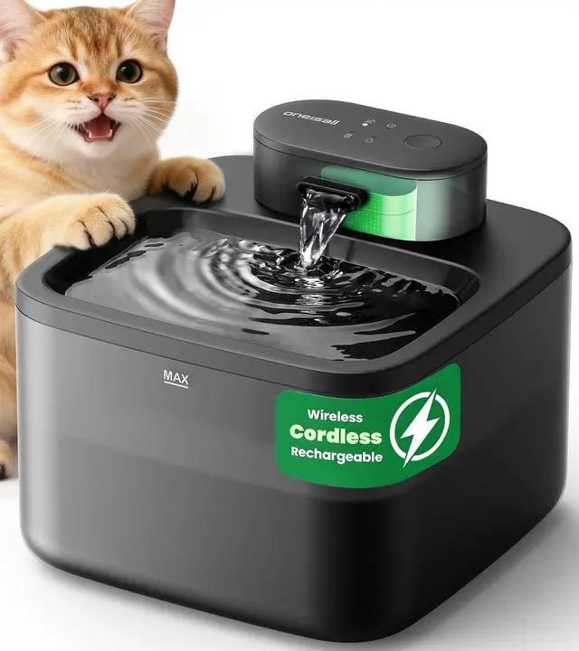 Main image of 2.2L/74oz Wireless Cat Water Fountain | True Cordless,Ultra Quiet SilentFlow Pump,3 Flow Modes,Easy to Clean(3-Piece Design),4000mAh Rechargeable,5-Layer Filter