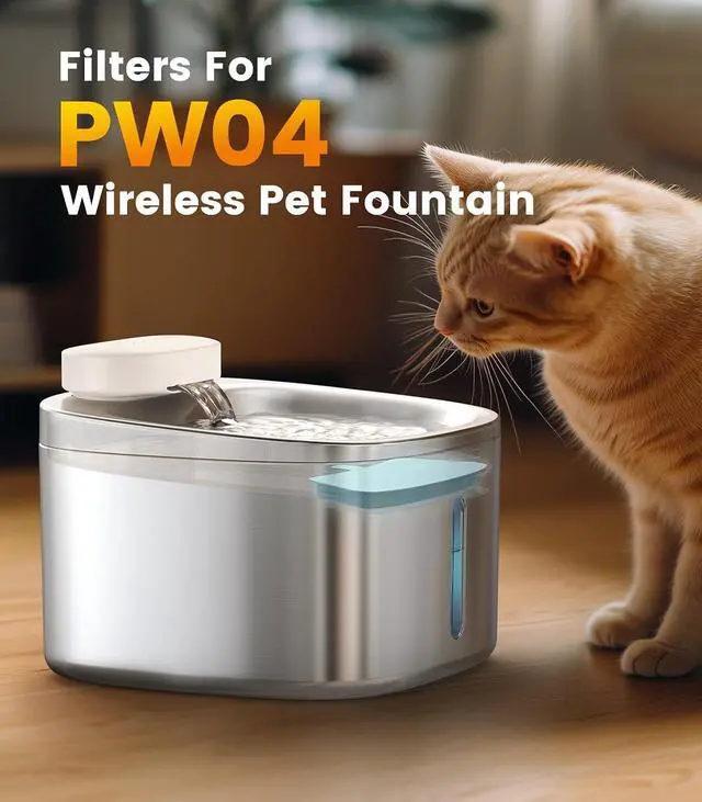 Alt view image 2 of 5 - 6pcs Replacement Filters for PW04 3.5L Wireless Cat Water Fountain Only for Fountain B0DNJT76WJ, B0DMF2LH3Y and B0DSJ9F3M2