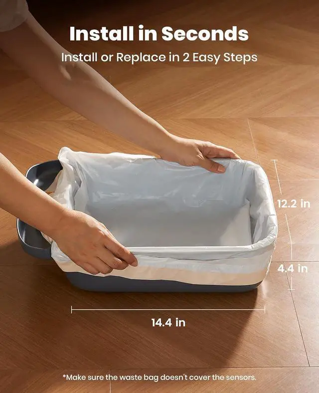 Alt view image 4 of 5 - 40 Count Litter Box Liners for Ease S1 Cat Litter Box(Model CB01) - Heavy Duty Cat Litter Bags Fit 12" x 28" Drawstring Waste