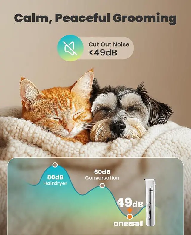Alt view image 3 of 7 - 4 in 1 Dog Grooming Kit with LCD Display | Paw Hair Trimmer & Nail Grinder, Rechargeable, Cordless, Low Noise, IPX7 Waterproof, 3 Speeds Pet Grooming Clippers