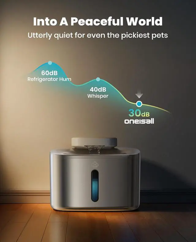 Alt view image 7 of 7 - Wireless Cat Water Fountain, 3.5L/118oz Battery Operated Pet Drinking Fountain Stainless Steel, Running Water Dispenser Fountains for Cats, Cordless&Rechargeable with Motion Sensor(Hale 3.5L)