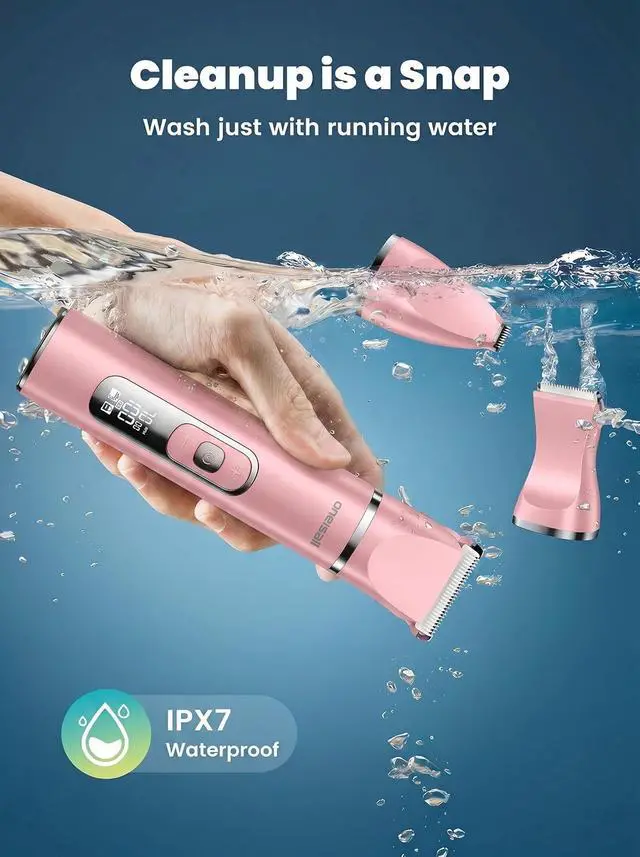 Alt view image 6 of 7 - 4 in 1 Dog Grooming Kit with LCD Display Pink | Paw Hair Trimmer & Nail Grinder, Rechargeable, Cordless, Low Noise, IPX7 Waterproof, 3 Speeds Pet Grooming Clippers