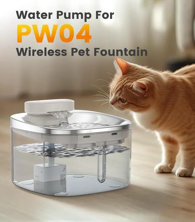 Alt view image 2 of 6 - Replacement Pump for PW04 3.5L Wireless Cat Water Fountain B0DNJT76WJ and B0DMF2LH3Y