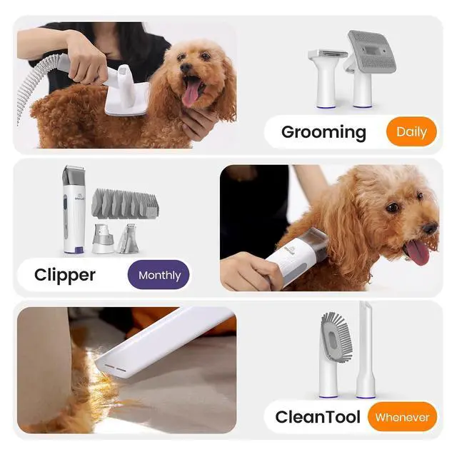 Alt view image 6 of 7 - Dog Grooming Vacuum with Clipper & Nail Grinder&Trimmer | 7 Pet Grooming Tools, Deshedding Brush, Removes Shedding Hair, Pet Home Cleaning,1.5L Dust Cup, Purple Available