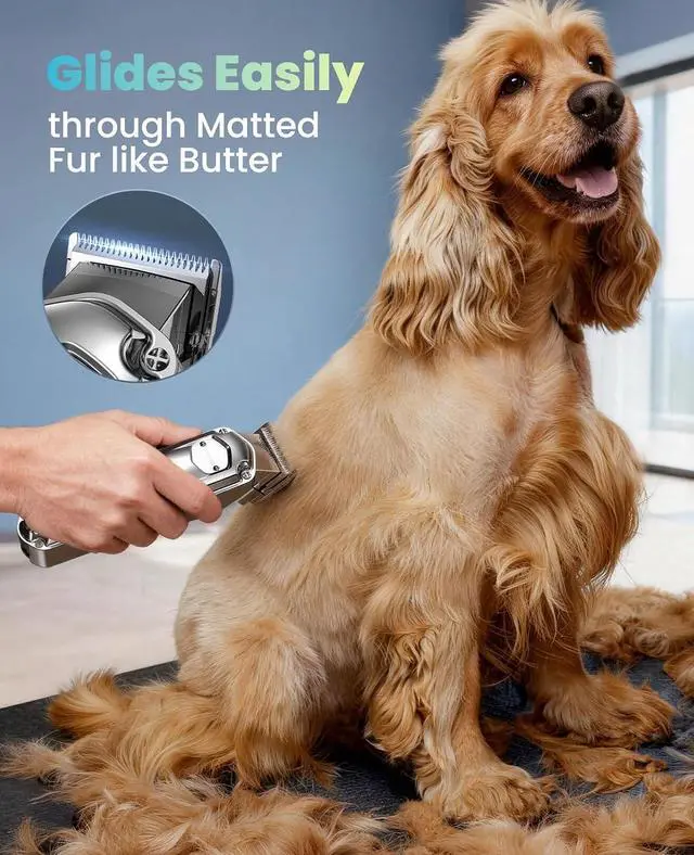 Alt view image 2 of 7 - Dog Clippers for Grooming Thick Heavy Coats | Low Noise,Rechargeable Cordless,Detachable Stainless Steel Blade,IPX7 Waterproof,10 Guide Combs,for Thick/Double/Curly Hair