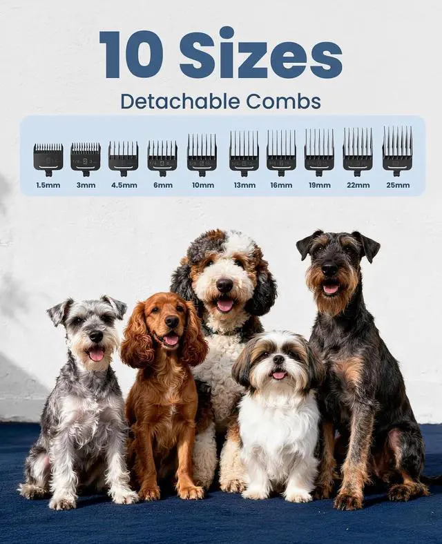 Alt view image 3 of 7 - Dog Clippers for Grooming Thick Heavy Coats | Low Noise,Rechargeable Cordless,Detachable Stainless Steel Blade,IPX7 Waterproof,10 Guide Combs,for Thick/Double/Curly Hair