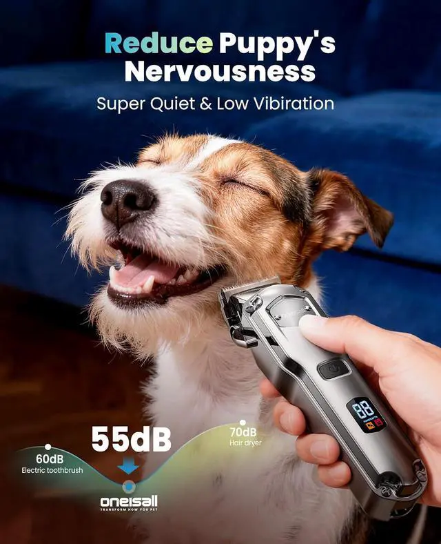 Alt view image 5 of 7 - Dog Clippers for Grooming Thick Heavy Coats | Low Noise,Rechargeable Cordless,Detachable Stainless Steel Blade,IPX7 Waterproof,10 Guide Combs,for Thick/Double/Curly Hair