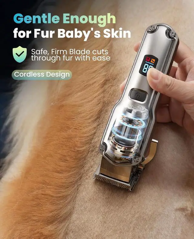 Alt view image 4 of 7 - Dog Clippers for Grooming Thick Heavy Coats | Low Noise,Rechargeable Cordless,Detachable Stainless Steel Blade,IPX7 Waterproof,10 Guide Combs,for Thick/Double/Curly Hair