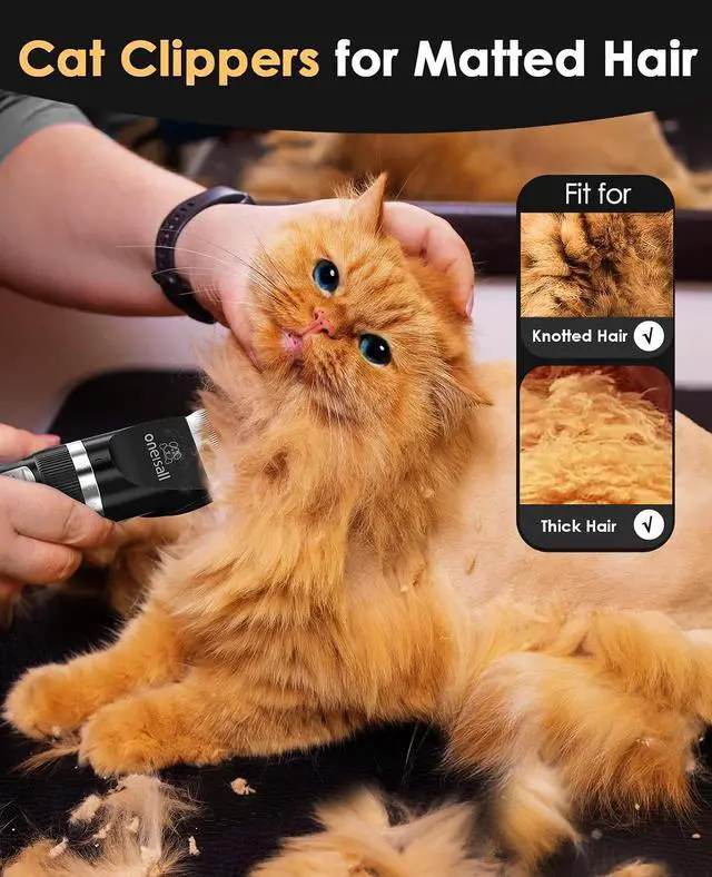 Alt view image 2 of 7 - Quiet Cat Clippers for Matted & Long Hair 2-Speed Cat Grooming Kit | Cordless Pet Clippers for Cats, Small Dogs & Animals, 6 Guide Guards, 240mins Long Battery Life, With Scissors and Comb