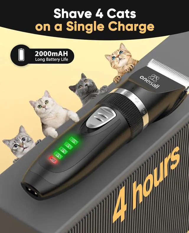 Alt view image 7 of 7 - Quiet Cat Clippers for Matted & Long Hair 2-Speed Cat Grooming Kit | Cordless Pet Clippers for Cats, Small Dogs & Animals, 6 Guide Guards, 240mins Long Battery Life, With Scissors and Comb