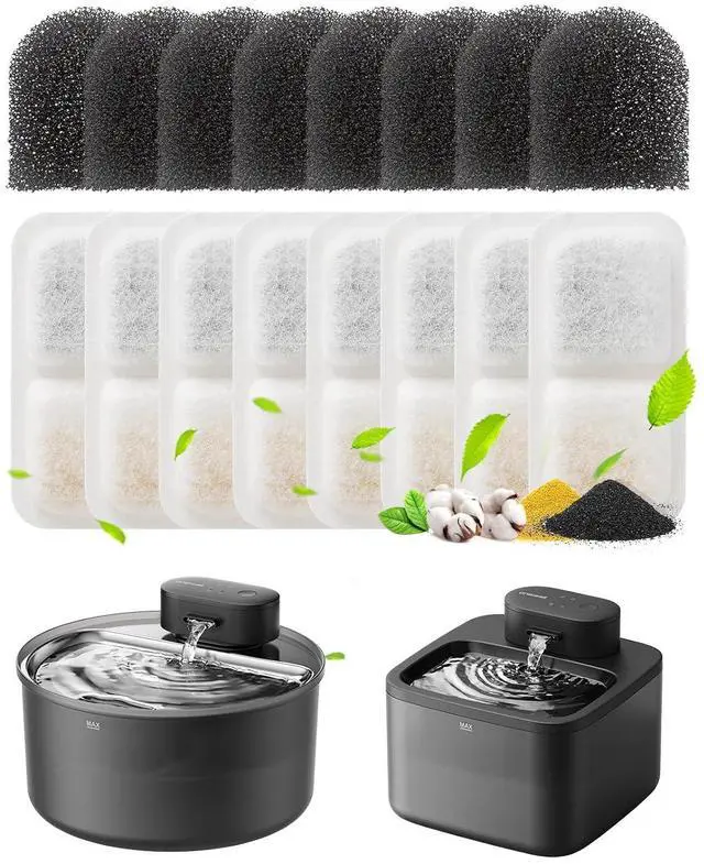 Alt view image 2 of 7 - 74oz/2.2L Wireless Cat Water Fountain with 9 Filters, Cordless Pet Water Fountains, Battery Operated for Cats Indoor, 20dB Ultra-Quiet