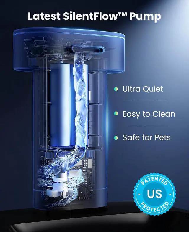 Alt view image 3 of 7 - 74oz/2.2L Wireless Cat Water Fountain with 9 Filters, Cordless Pet Water Fountains, Battery Operated for Cats Indoor, 20dB Ultra-Quiet