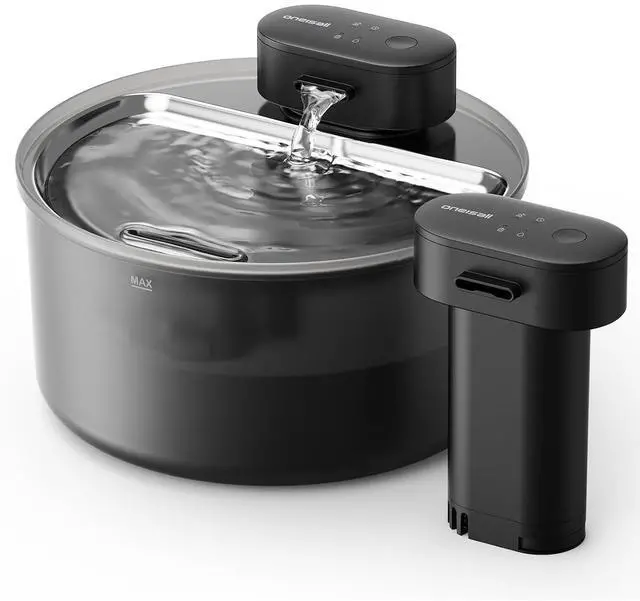Main image of 108oz/3.2L Wireless Cat Water Fountain, Dual Water Pumps (1 for Daily Use, 1 as Backup), Replaceable Rechargeable Battery Module