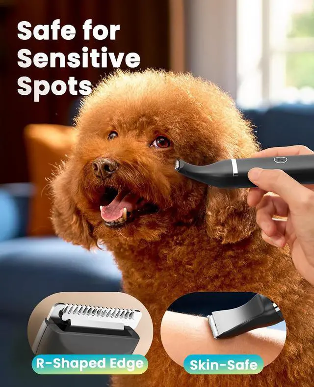 Alt view image 4 of 7 - Dog Paw Trimmer, Small Dog Clippers with Double Blades (Black) | Low Noise, Gentle Skin-friendly Design, Cordless Precision Pet Hair trimmer for Grooming, for Paws, Eyes, Ears, Face, Rump